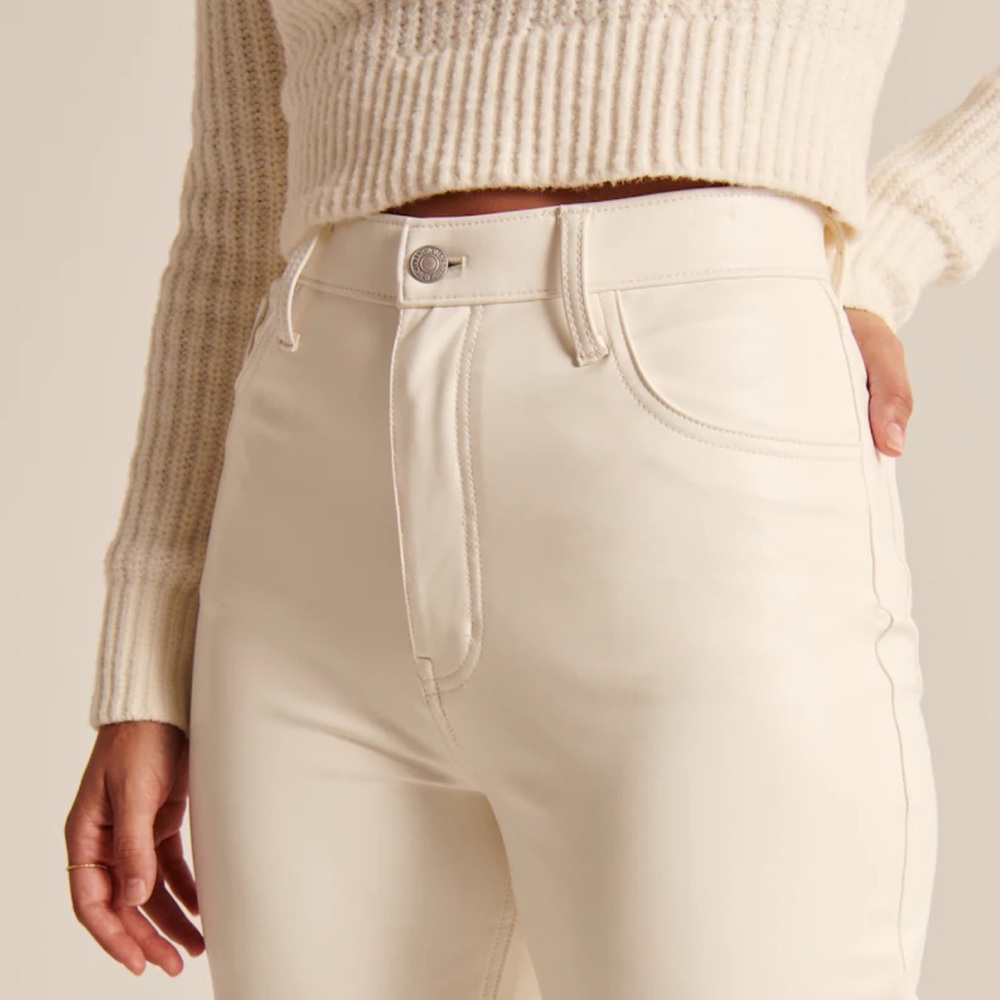 Abercrombie & Fitch Vegan Leather 90s Straight Pants- “Short” Length